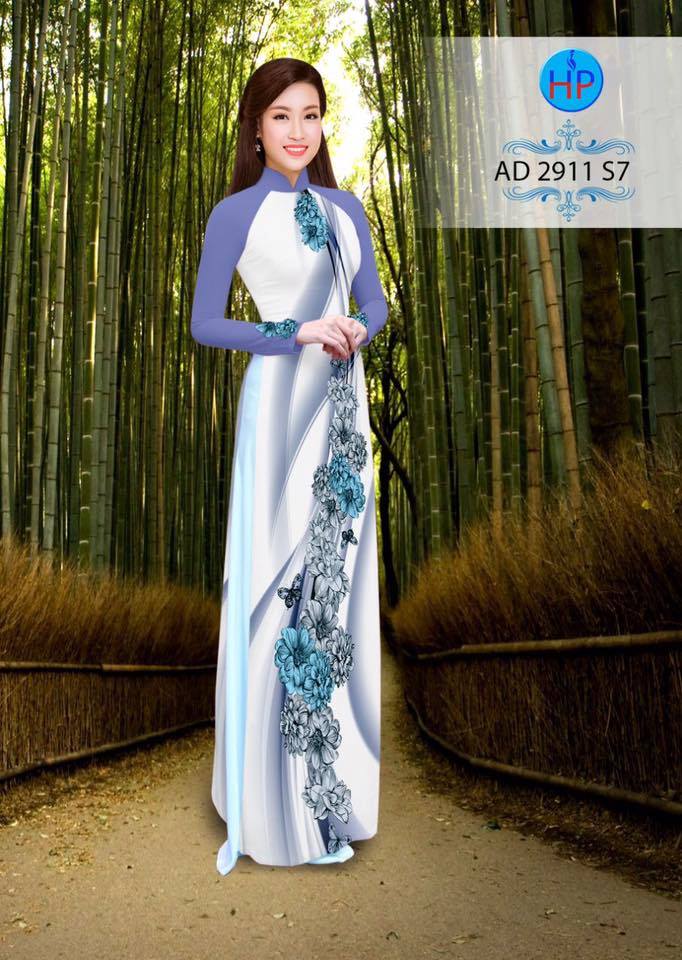 Vải áo dài hoa cúc AD 2911 - Ảnh 2