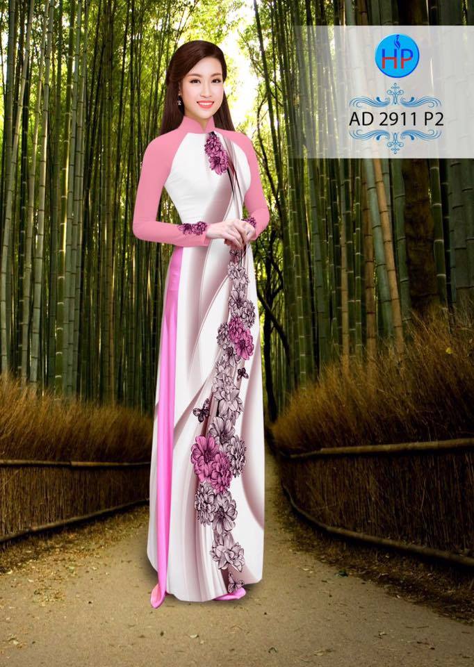 Vải áo dài hoa cúc AD 2911 - Ảnh 3