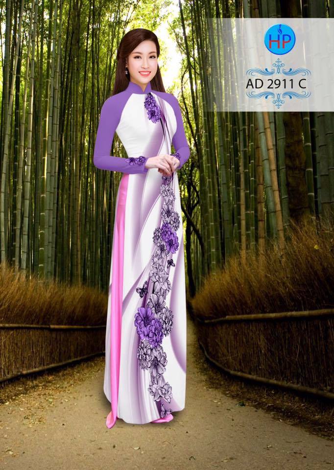 Vải áo dài hoa cúc AD 2911 - Ảnh 5