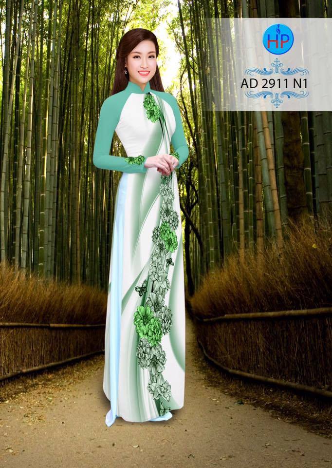 Vải áo dài hoa cúc AD 2911