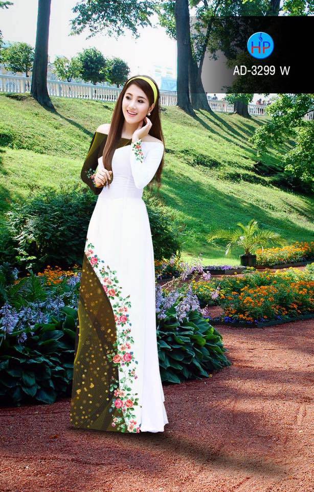 Vải áo dài hoa hồng AD 3299 - Ảnh 3