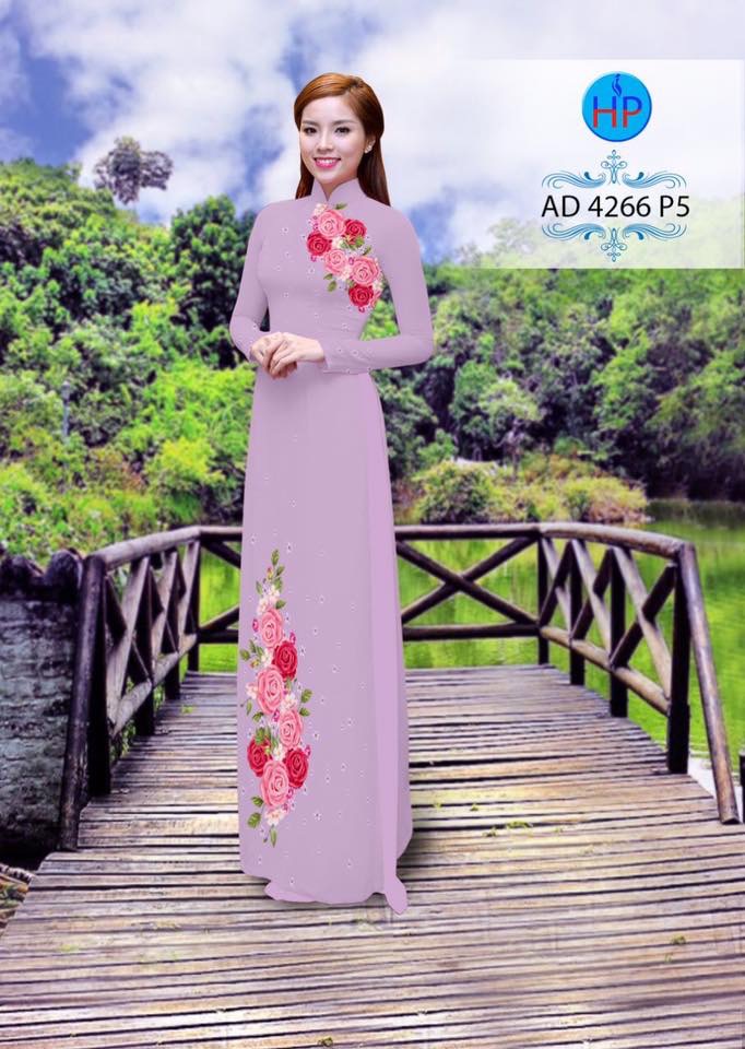 Vải áo dài hoa hồng AD 4266 - Ảnh 2