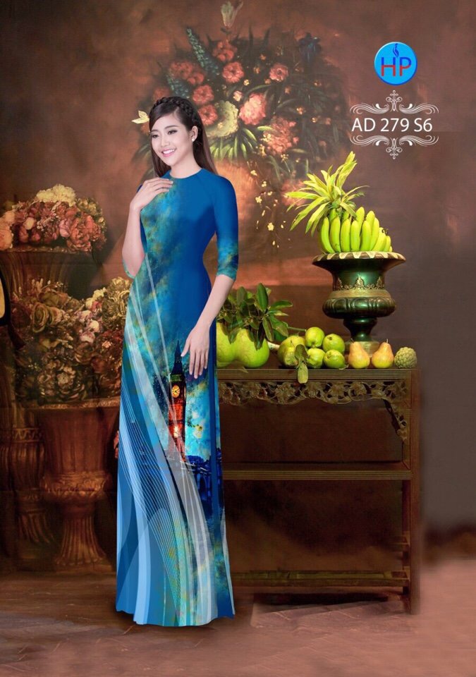 Vải áo dài phong cảnh AD 279 - Ảnh 11