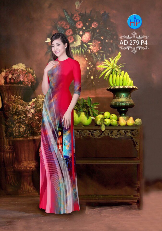 Vải áo dài phong cảnh AD 279