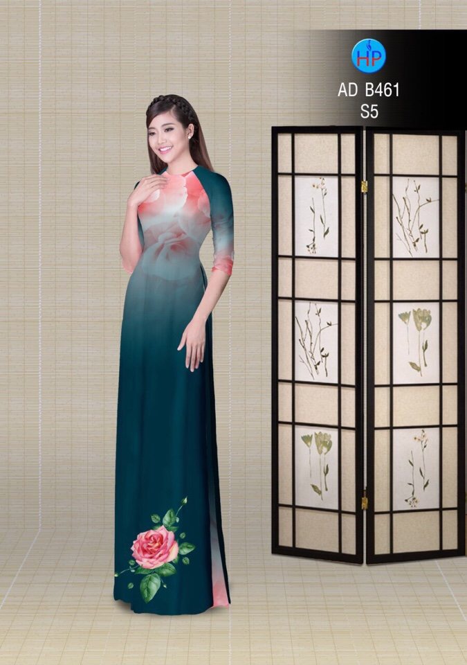 Vải áo dài hoa hồng AD B461 - Ảnh 4