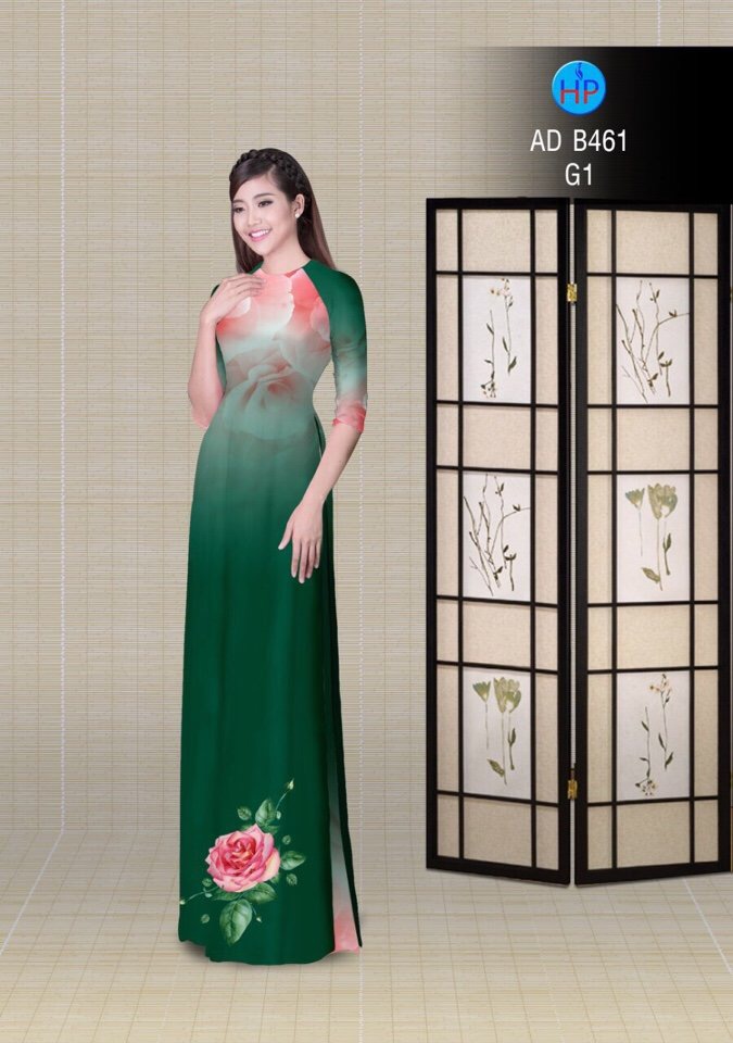 Vải áo dài hoa hồng AD B461 - Ảnh 3