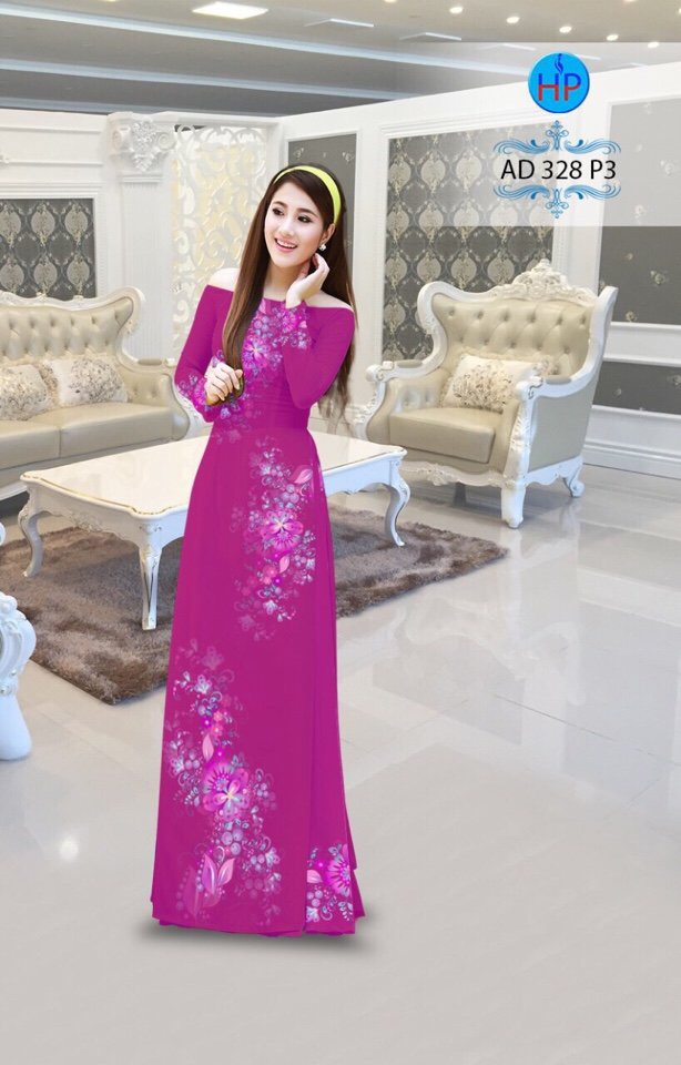 Vải áo dài hoa văn nguyên áo AD 328 - Ảnh 14