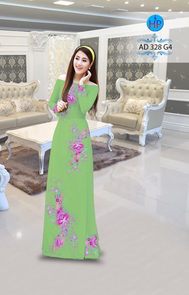 Vải áo dài hoa văn nguyên áo AD 328 - Ảnh 4