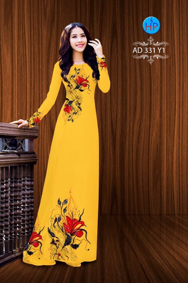 Vải áo dài hoa trên dưới AD 331 - Ảnh 4