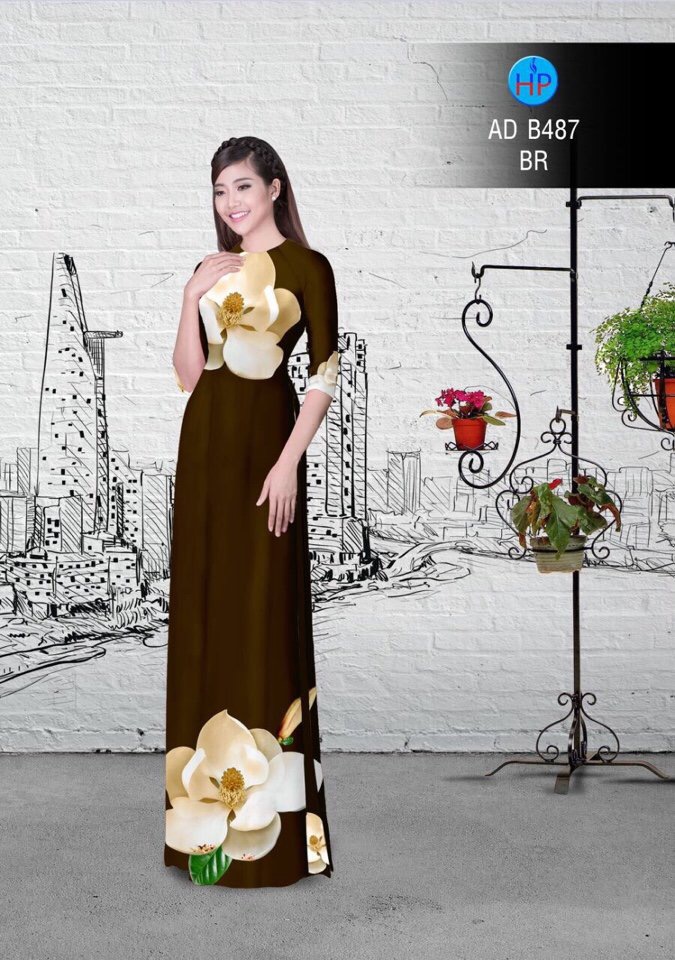 Vải áo dài hoa 3d AD B487 - Ảnh 18