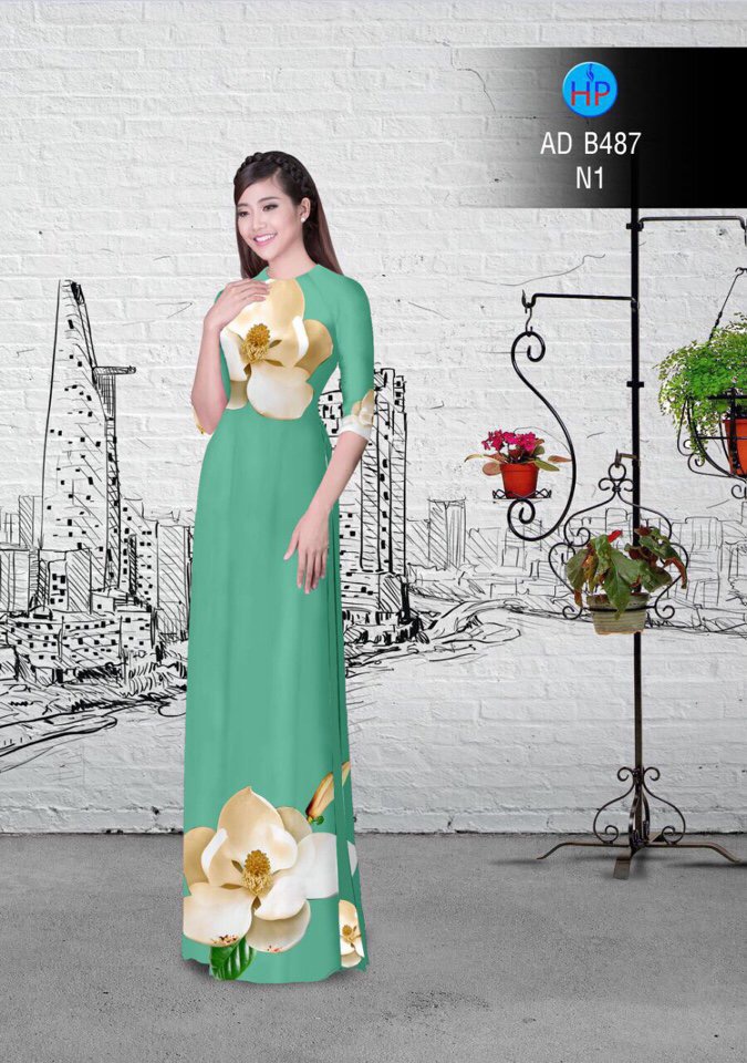 Vải áo dài hoa 3d AD B487 - Ảnh 13