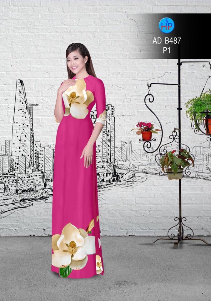 Vải áo dài hoa 3d AD B487 - Ảnh 11