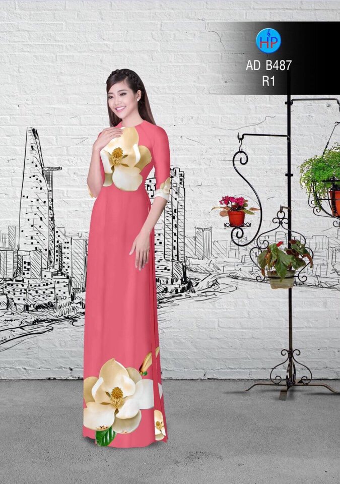 Vải áo dài hoa 3d AD B487 - Ảnh 5