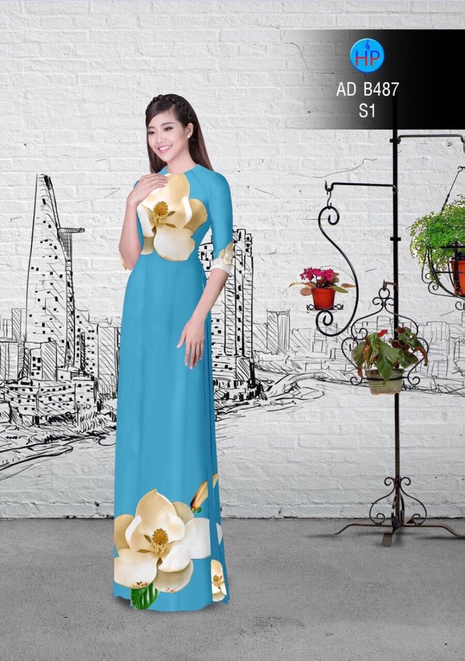 Vải áo dài hoa 3d AD B487 - Ảnh 4