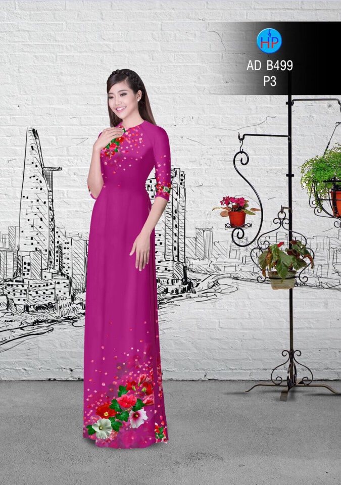 Vải áo dài hoa 3d AD B499 - Ảnh 15