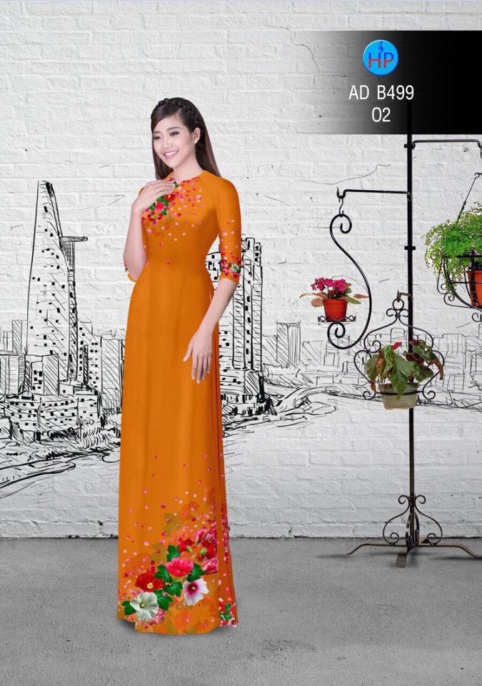 Vải áo dài hoa 3d AD B499 - Ảnh 11