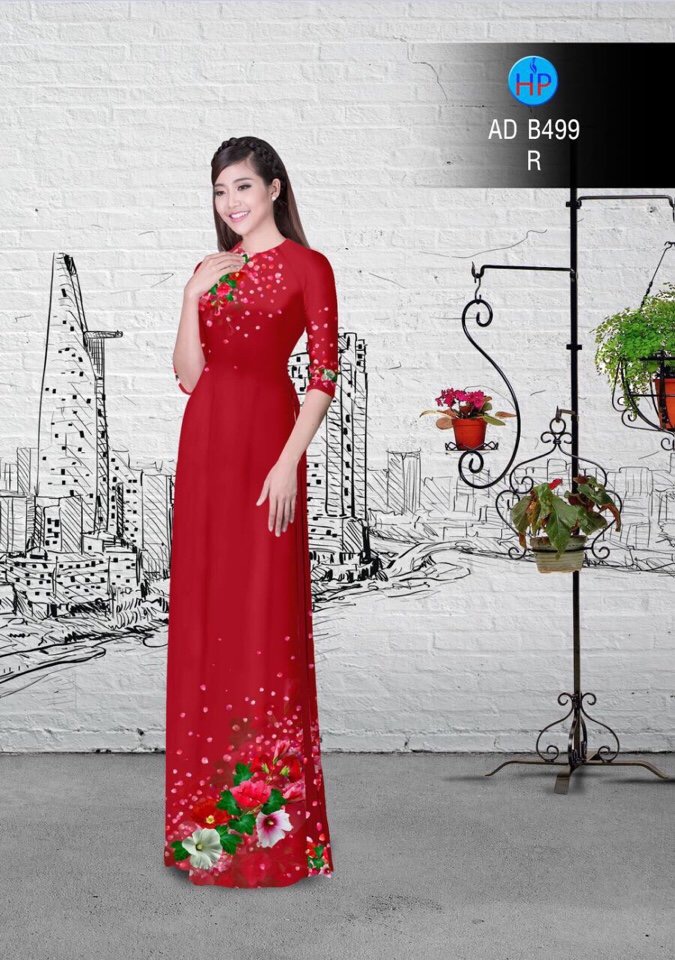Vải áo dài hoa 3d AD B499 - Ảnh 9