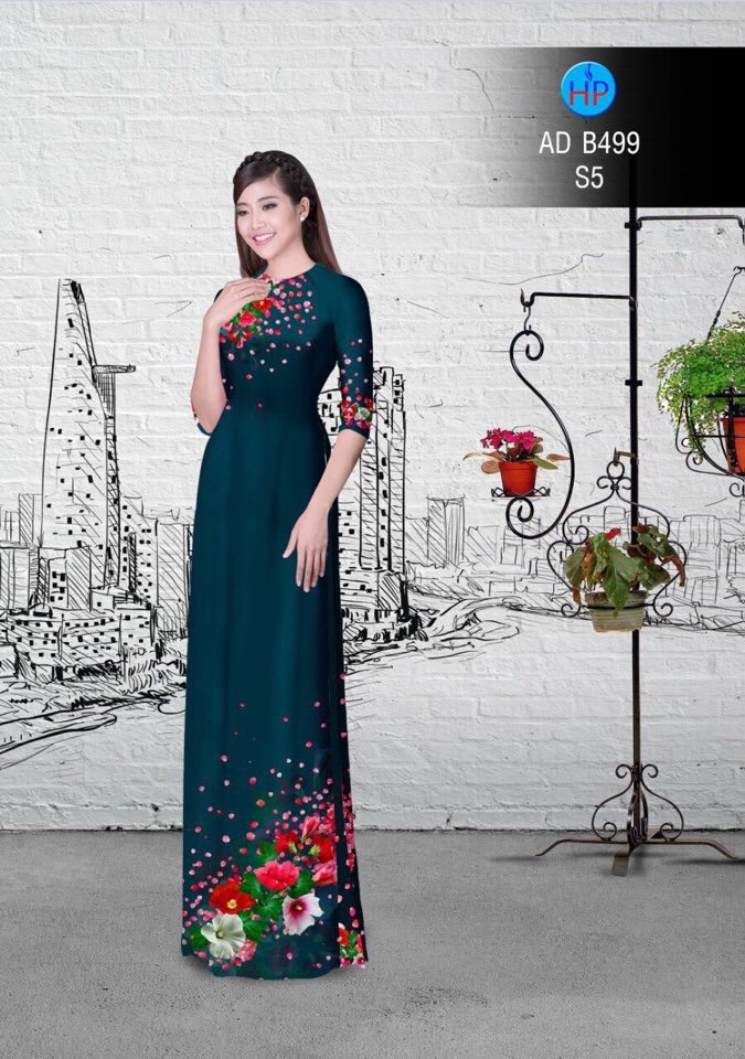 Vải áo dài hoa 3d AD B499 - Ảnh 8