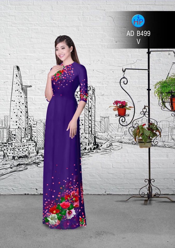 Vải áo dài hoa 3d AD B499 - Ảnh 2