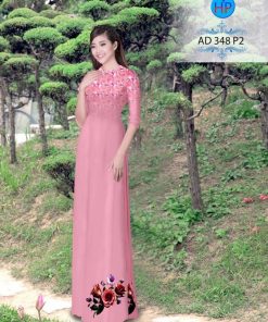 Vải áo dài hoa hồng AD 348