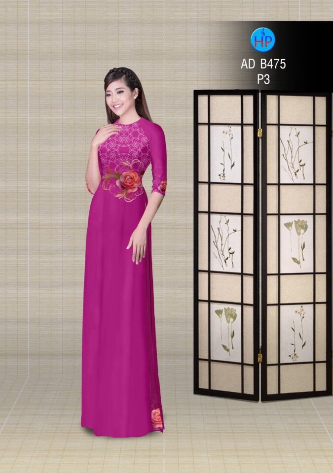 Vải áo dài hoa ngay eo AD B475 - Ảnh 7
