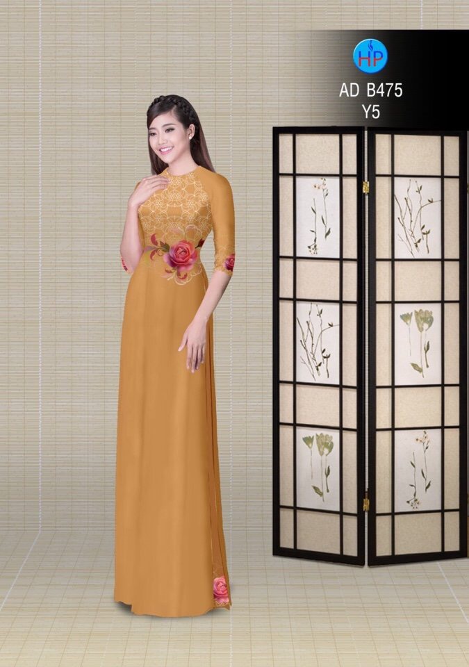 Vải áo dài hoa ngay eo AD B475 - Ảnh 4