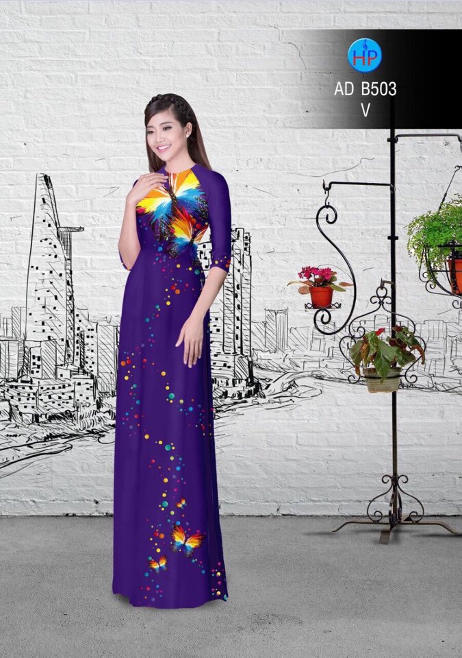Vải áo dài hoa và bướm AD B503 - Ảnh 11