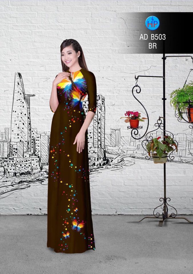 Vải áo dài hoa và bướm AD B503 - Ảnh 4