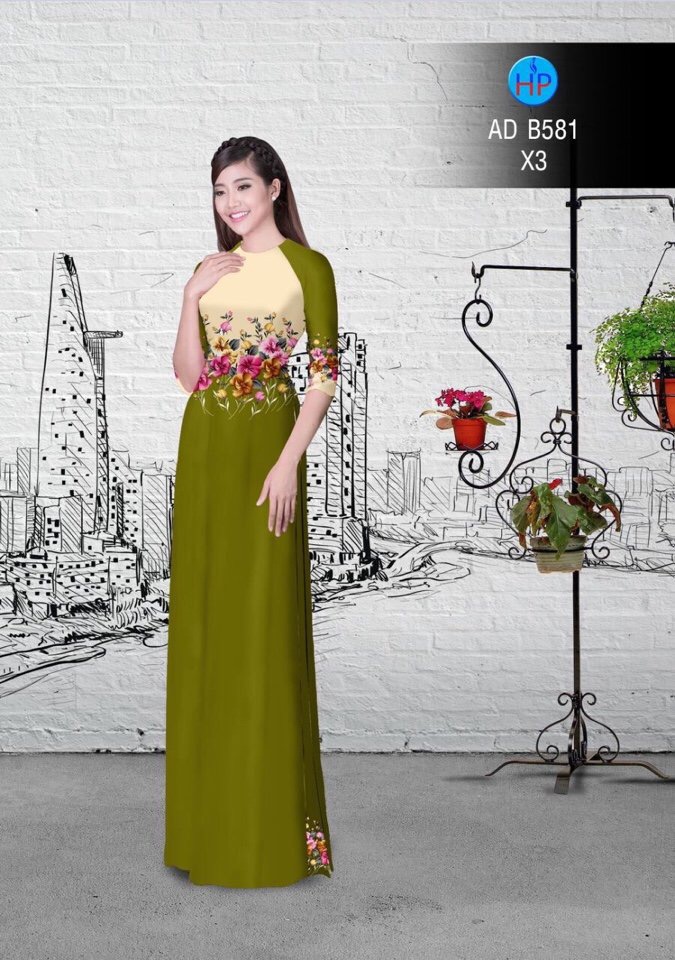 Vải áo dài hoa ngay eo AD B581 - Ảnh 12