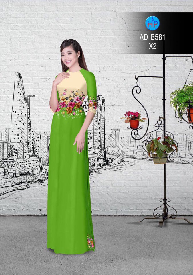 Vải áo dài hoa ngay eo AD B581