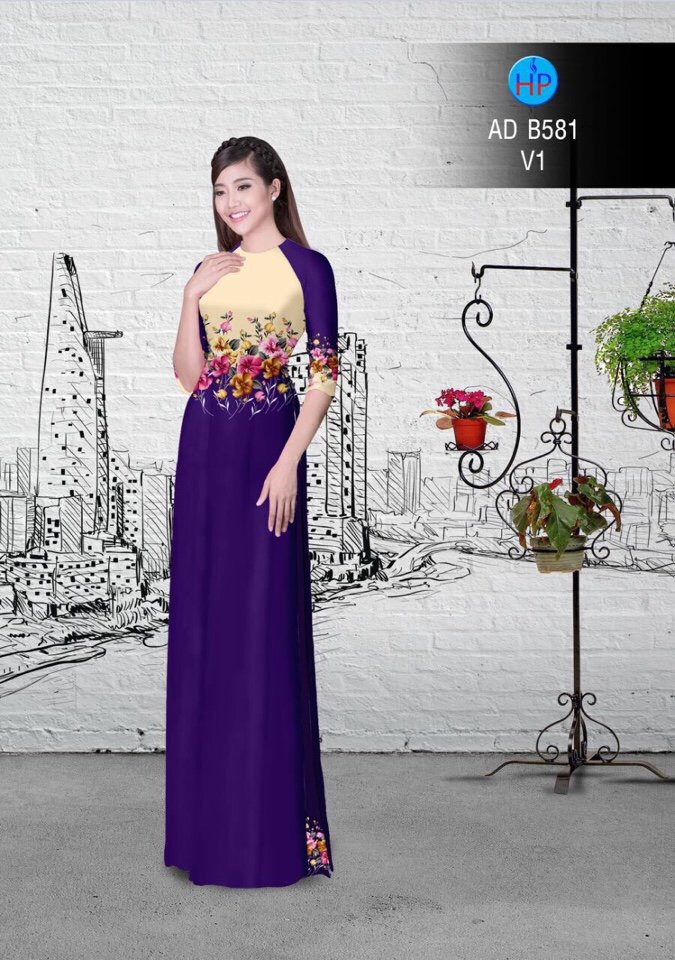 Vải áo dài hoa ngay eo AD B581 - Ảnh 9