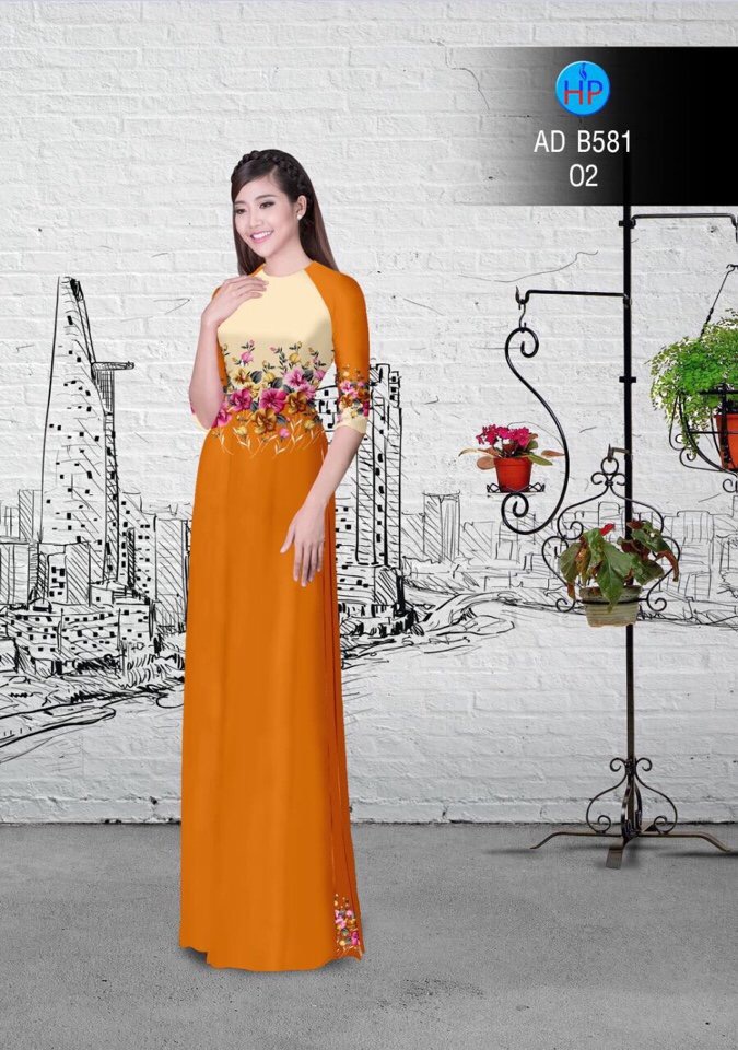 Vải áo dài hoa ngay eo AD B581 - Ảnh 6