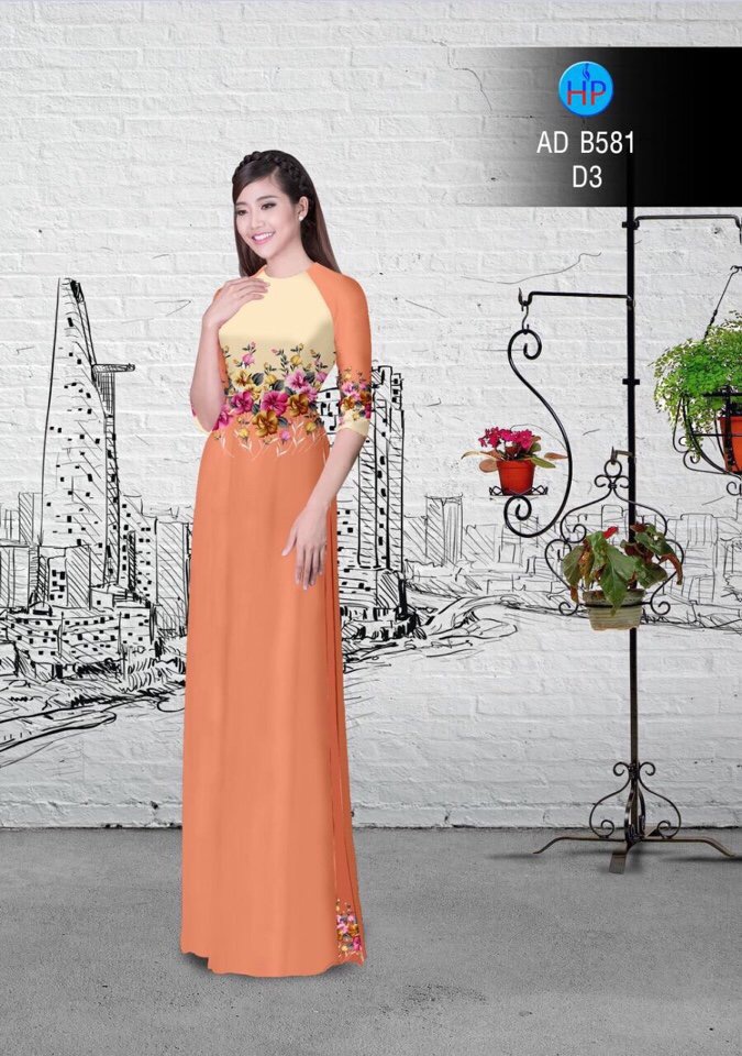 Vải áo dài hoa ngay eo AD B581 - Ảnh 4