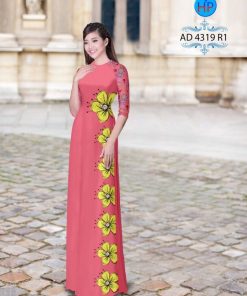 Vải áo dài hoa đào-hoa mai AD 4319