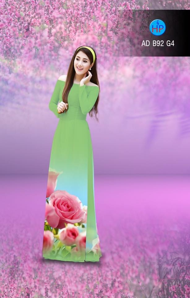 Vải áo dài hoa hồng AD B92 - Ảnh 5