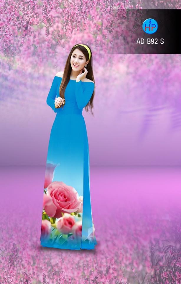 Vải áo dài hoa hồng AD B92 - Ảnh 2