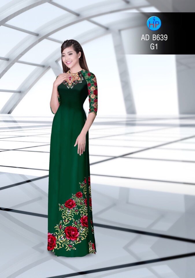 Vải áo dài hoa hồng AD B639
