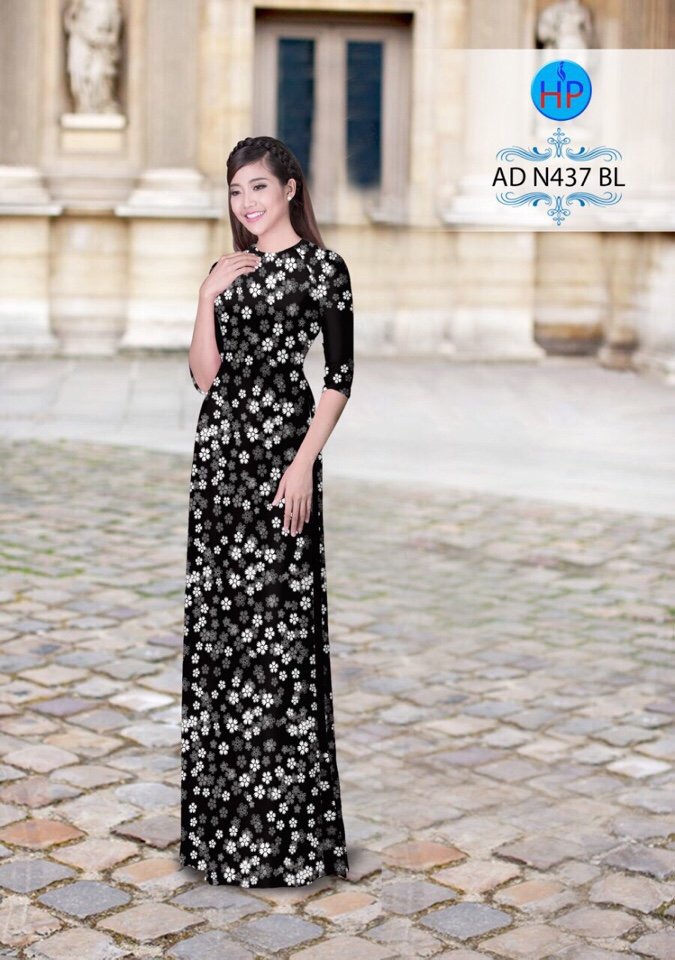 Vải áo dài hoa văn nguyên áo AD N437 - Ảnh 9