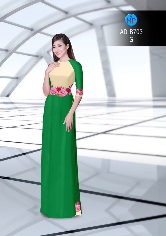 Vải áo dài hoa ngay eo AD B703 - Ảnh 9