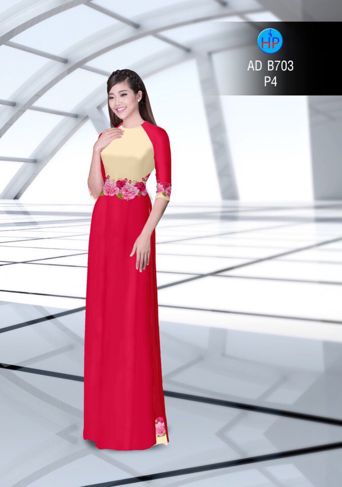 Vải áo dài hoa ngay eo AD B703 - Ảnh 6