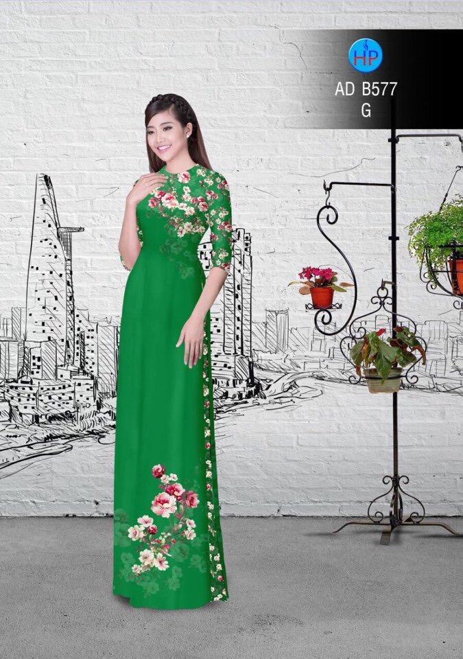 Vải áo dài hoa trên dưới AD B577 - Ảnh 5