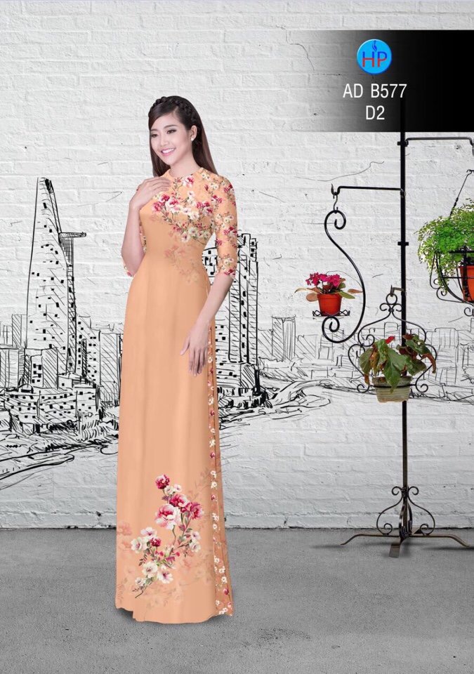 Vải áo dài hoa trên dưới AD B577 - Ảnh 4