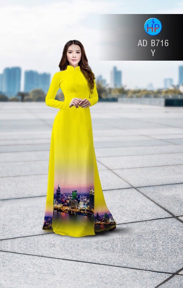 Vải áo dài phong cảnh AD B716
