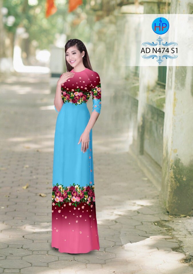 Vải áo dài hoa trên dưới AD N474 - Ảnh 14