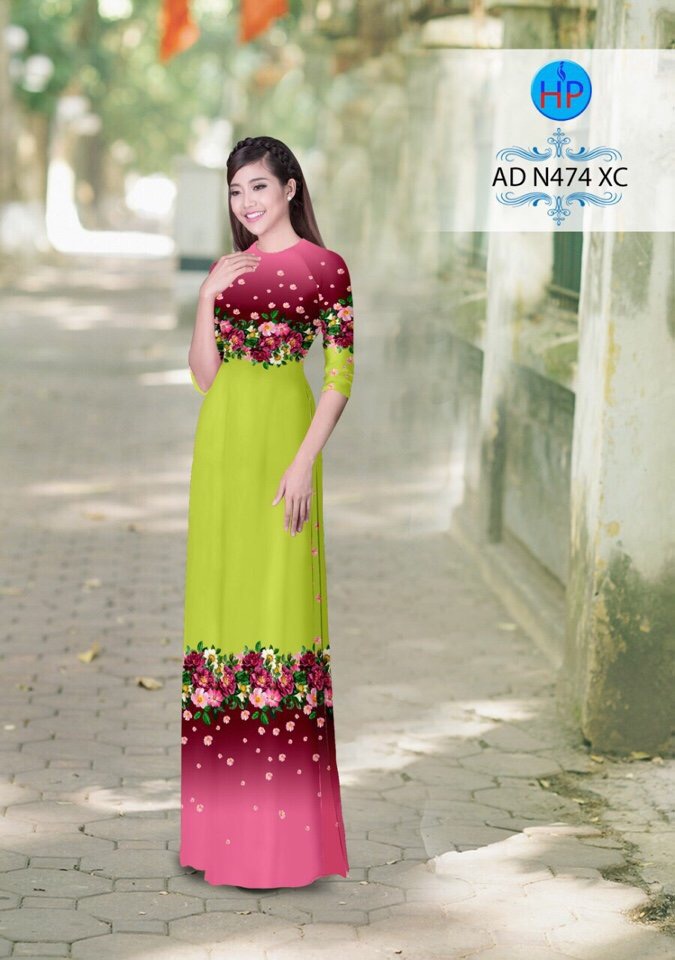 Vải áo dài hoa trên dưới AD N474 - Ảnh 9