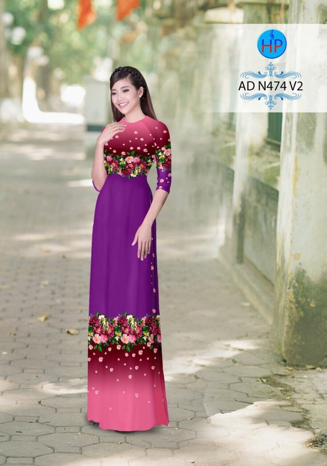 Vải áo dài hoa trên dưới AD N474 - Ảnh 6
