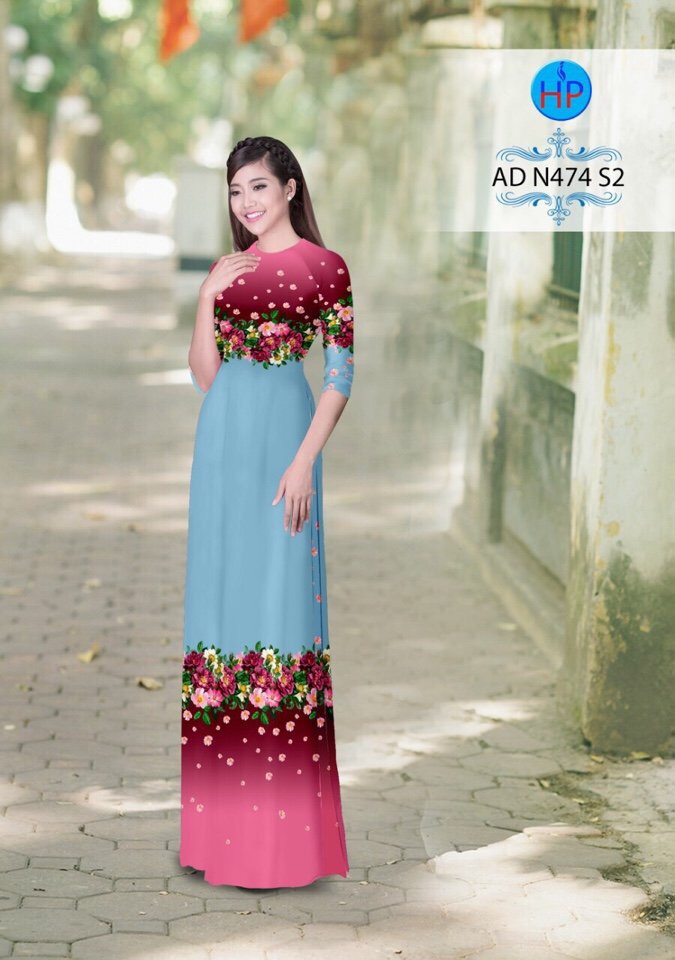 Vải áo dài hoa trên dưới AD N474 - Ảnh 2