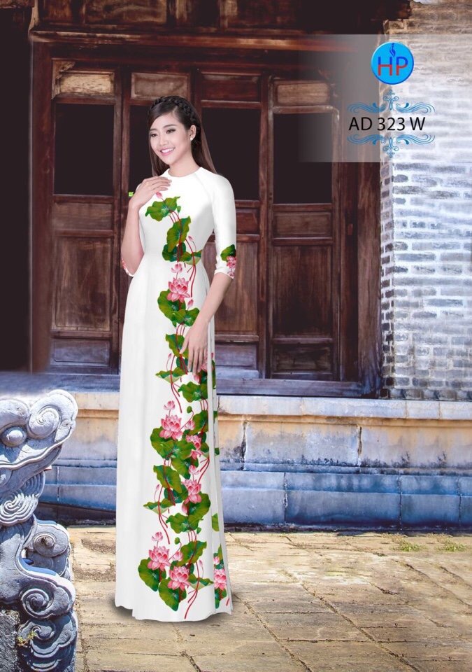 Vải áo dài hoa sen AD 323