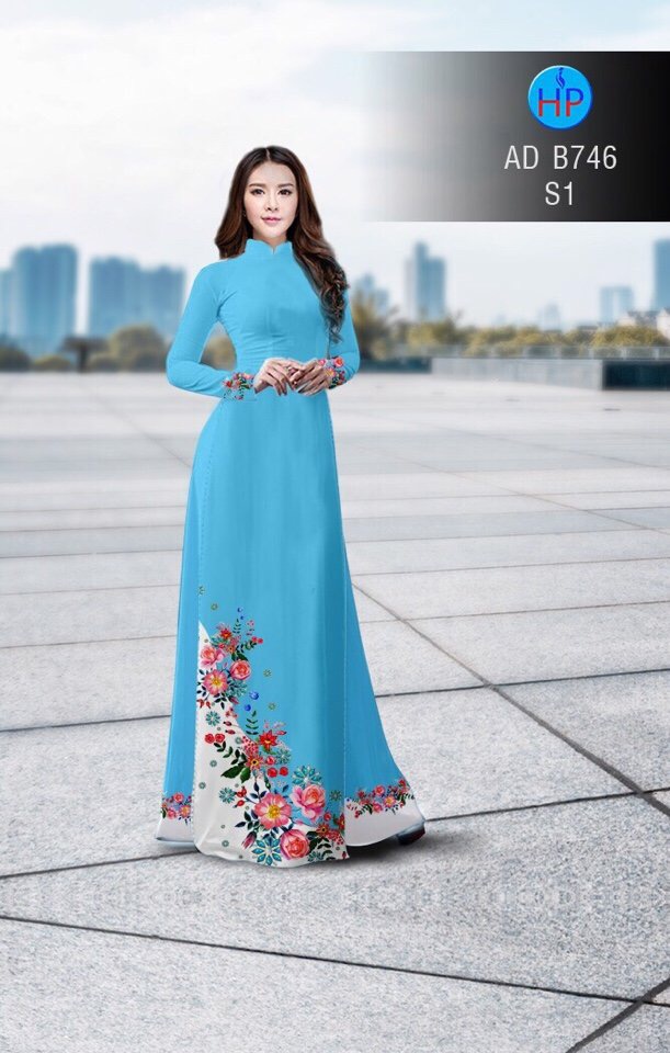Vải áo dài hoa 3d AD B746