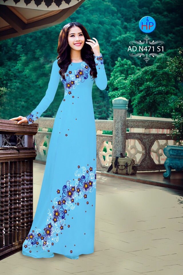 Vải áo dài hoa 3d AD N471 - Ảnh 11